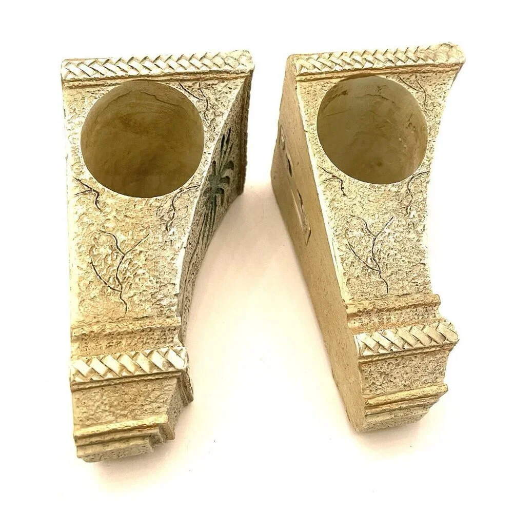 Palm Tree Curtain Rod Corbels set Resin 7x4x3.5” Tropical Decor